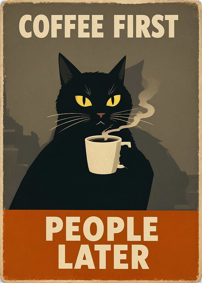 Coffee First People Later Cat Poster