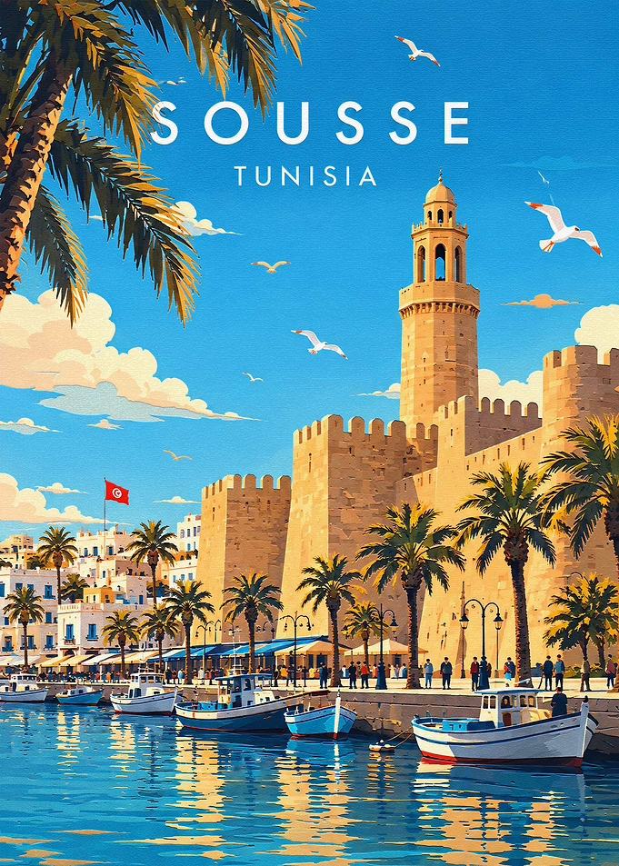 Sousse Tunisia Travel Poster