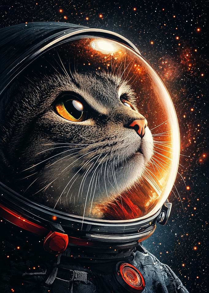 Astronaut Cat in Deep Space