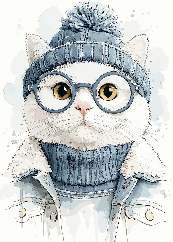 Stylish Cat in Winter Gear