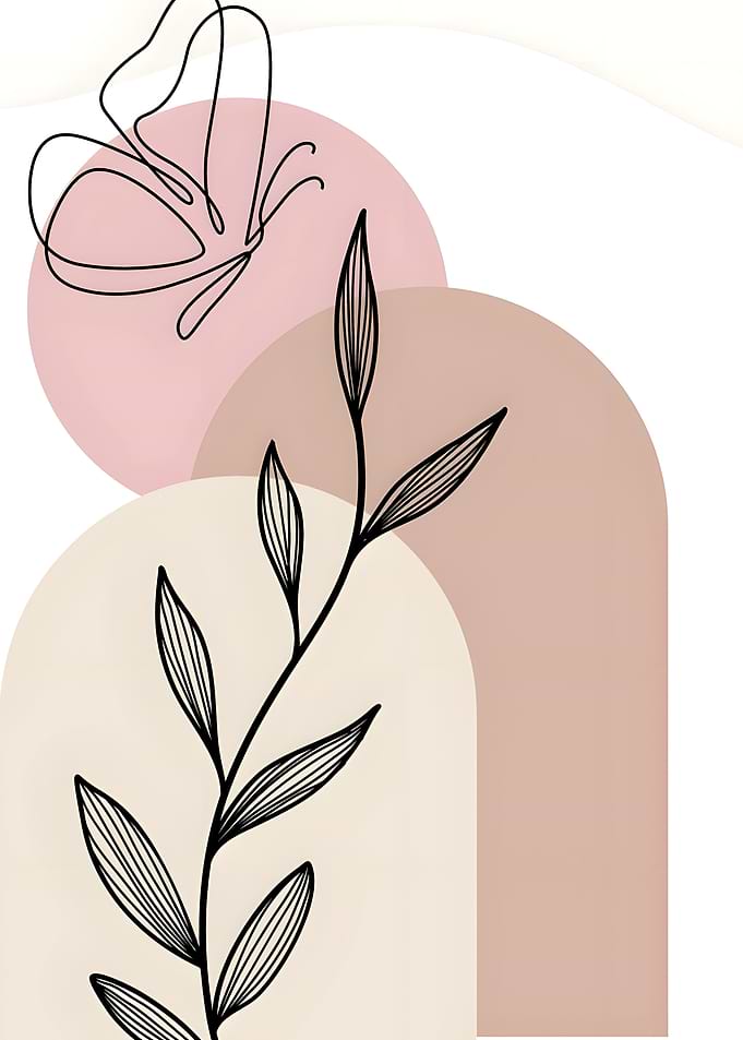 Minimalist Butterfly and Botanical Line Art