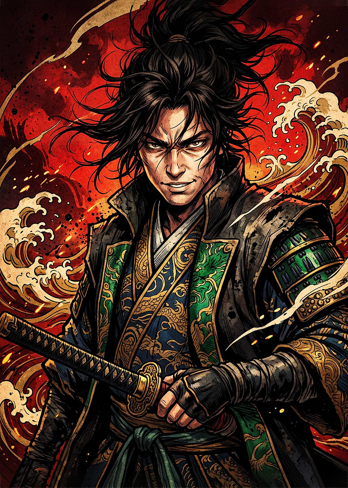 Fierce Samurai Warrior with Katana