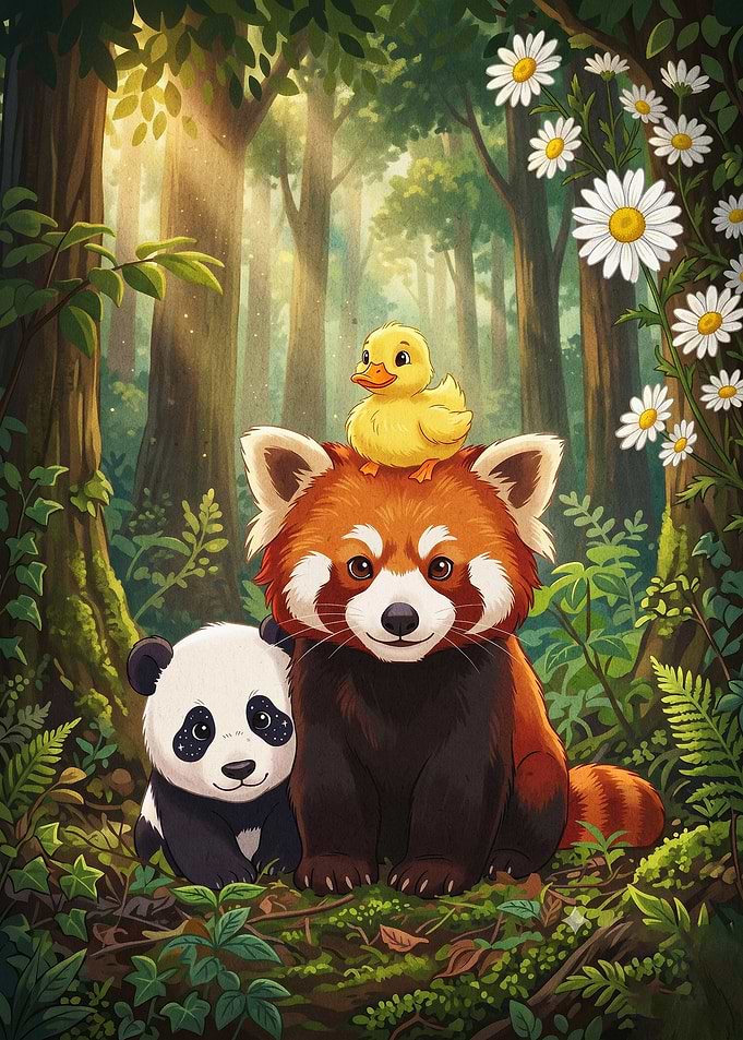 Red Panda Duck Cute Forest Poster