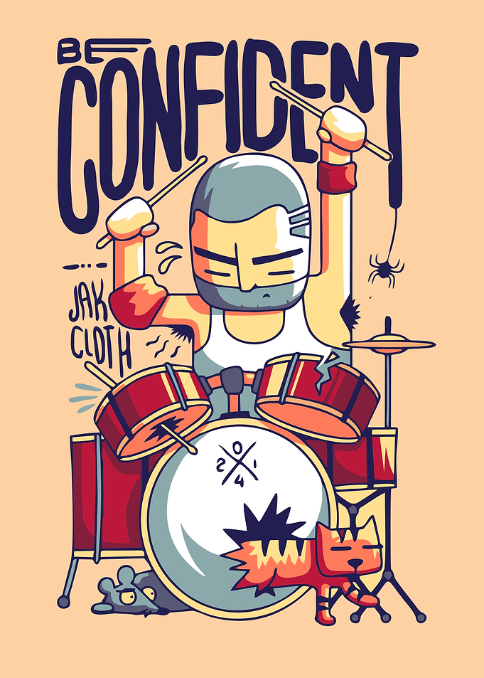 Be Confident Drummer Illustration