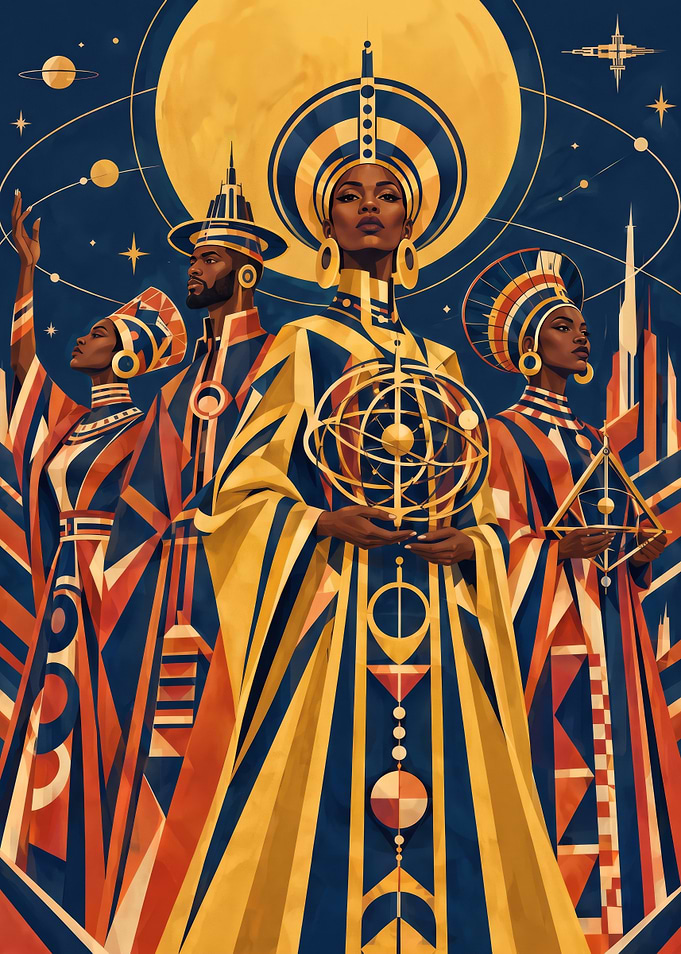 Afrofuturism Cosmic Scholars Geometric Art