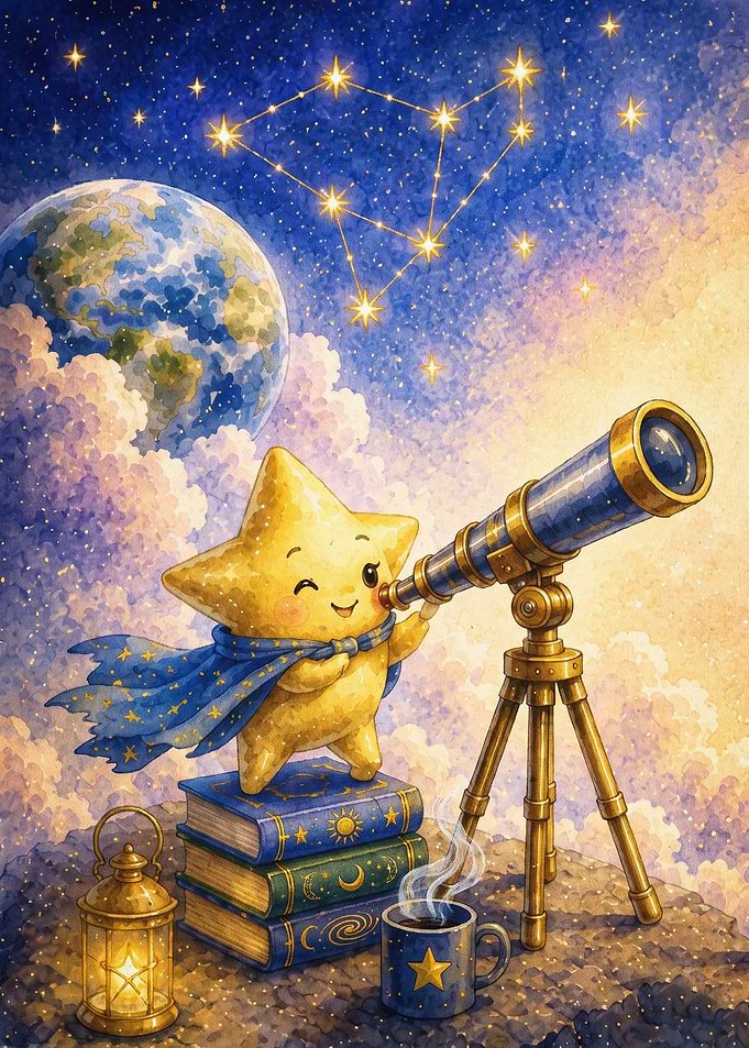 Star Gazing Telescope Watercolor Ar
