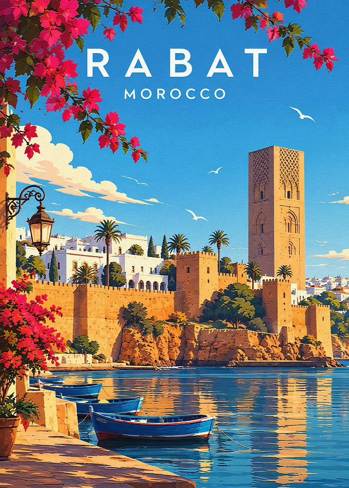 Vintage Travel Poster of Rabat Morocco