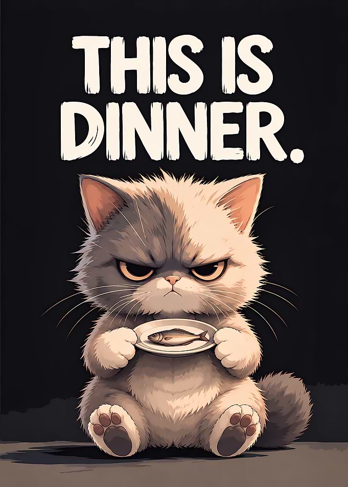 Grumpy Cat This Is Dinner Funny Art Poster