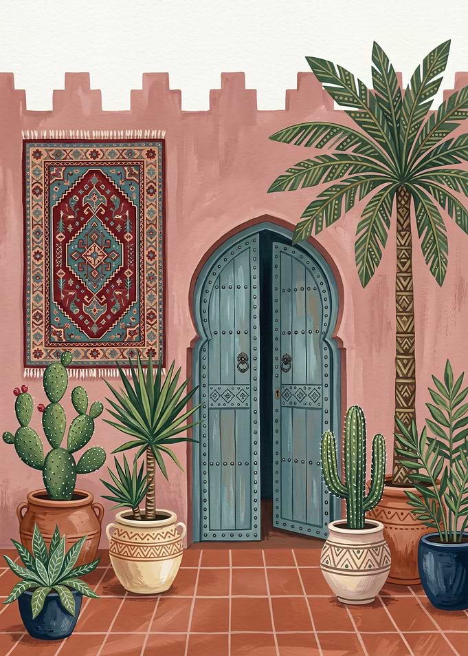 Moroccan Courtyard with Potted Plants