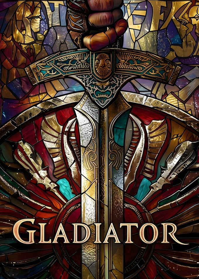 Gladiator Stained Glass Sword Poster