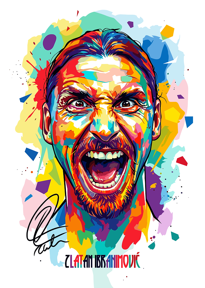 Zlatan Ibrahimovic Colorful Pop Art Portrait
