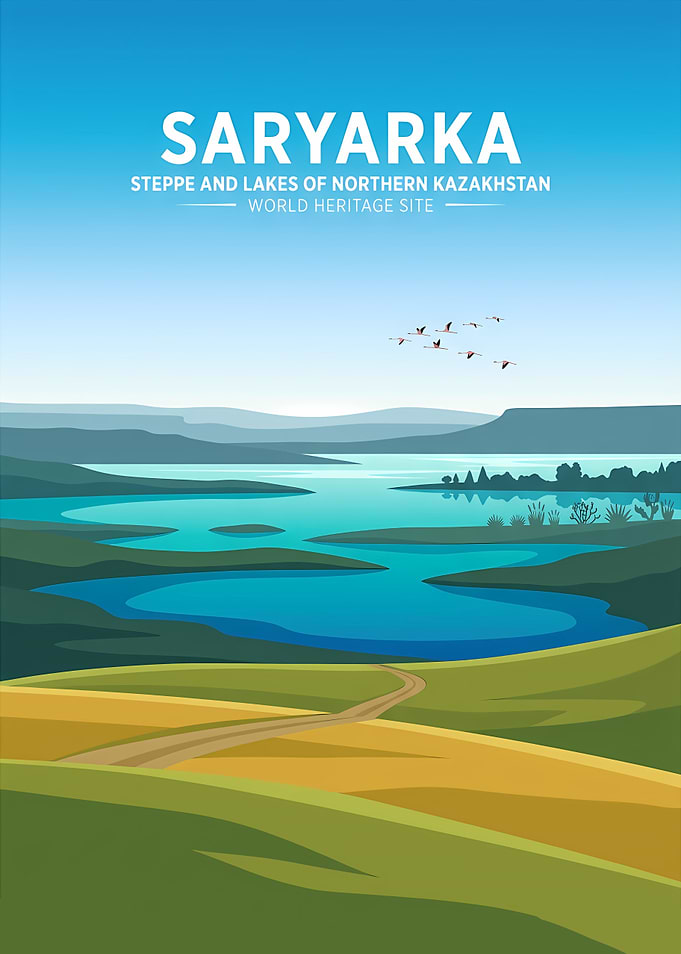 Saryarka Steppe and Lakes Travel Poster