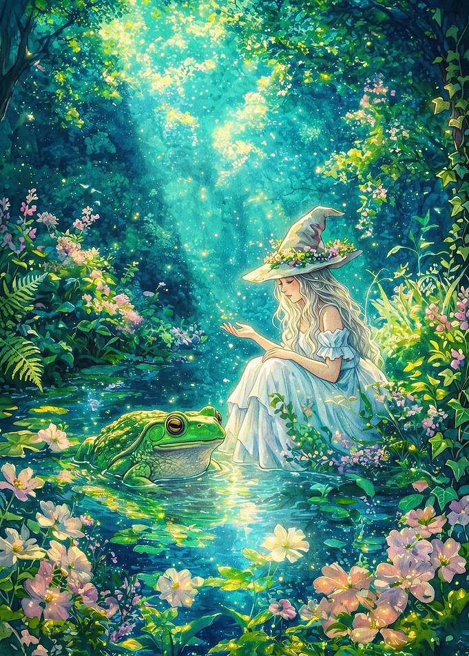 Forest Witch Frog Fantasy Art