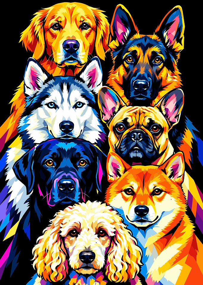 Colorful Pop Art Dog Portrait Collage