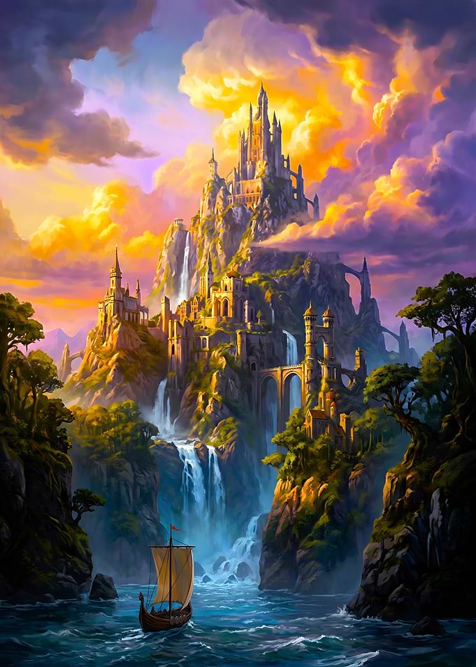 Fantasy Castle on Mountain Peak