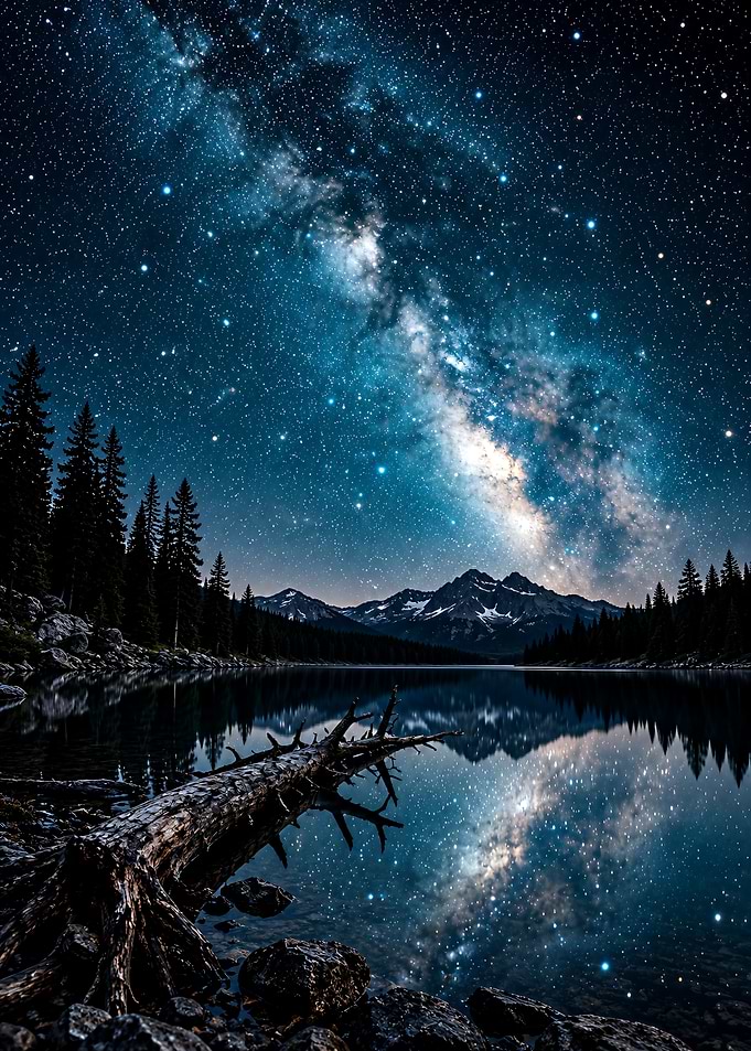 Milky Way Over Mountain Lake