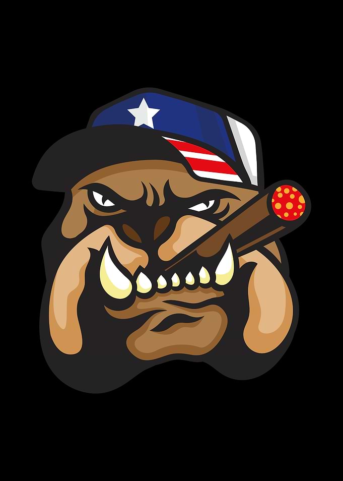 Tough Bulldog Mascot with Cigar