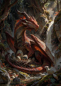 Red Dragon Guarding Her Nest