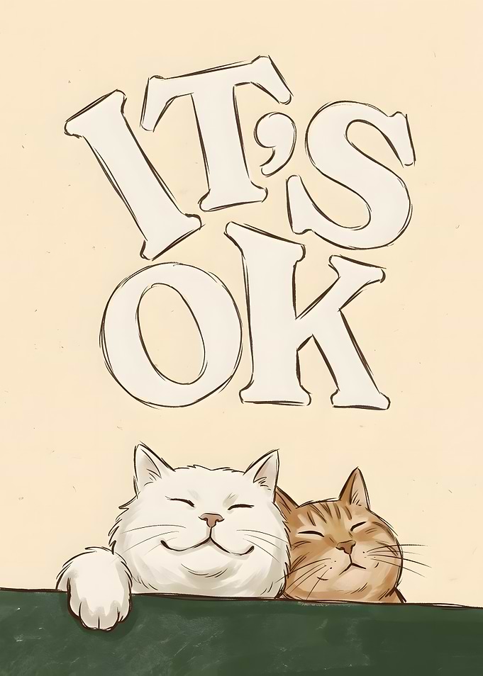 It's OK Cute Cats Illustration