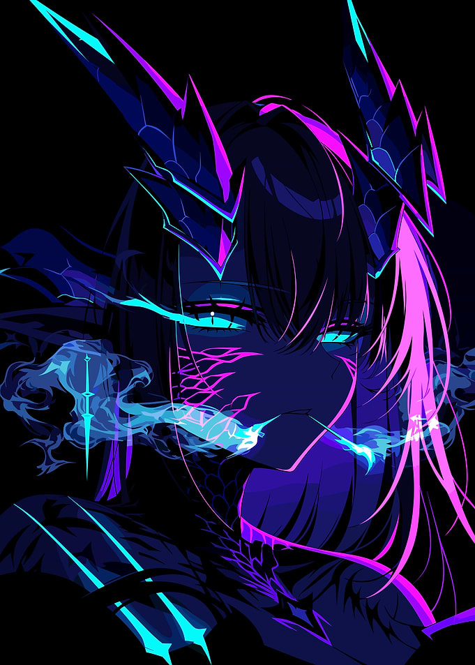 Neon Cyberpunk Dragon Girl Portrait