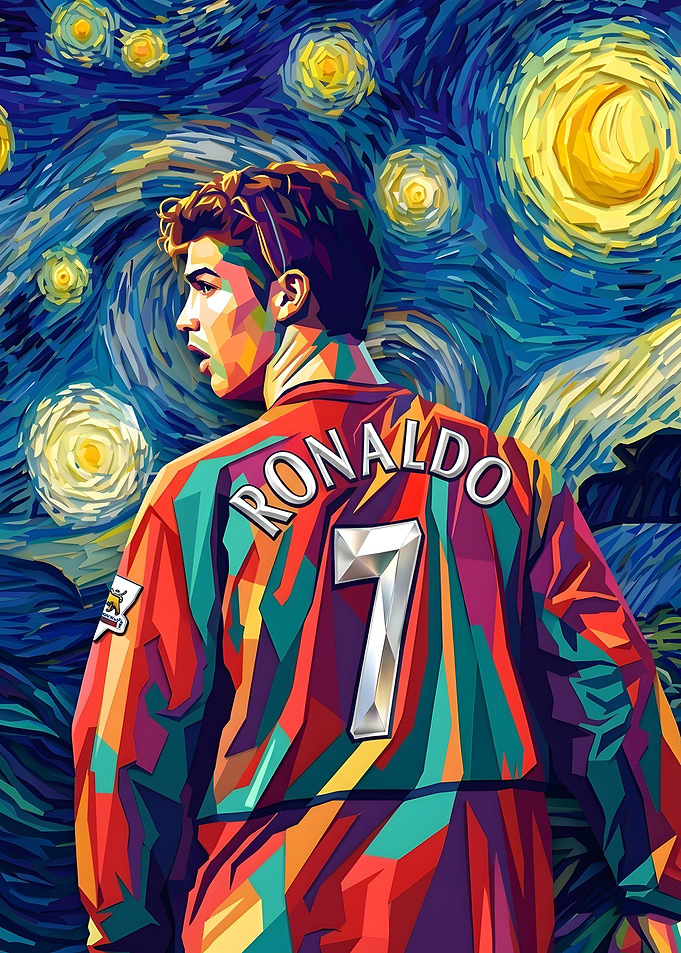 Cristiano Ronaldo Starry Night Pop Art