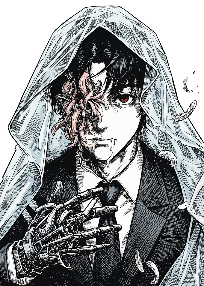 Cyborg Man with Parasitic Eye