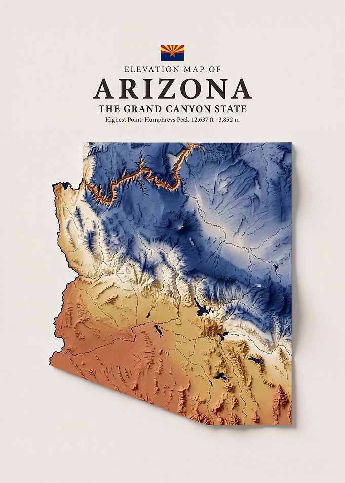 Elevation Map of Arizona