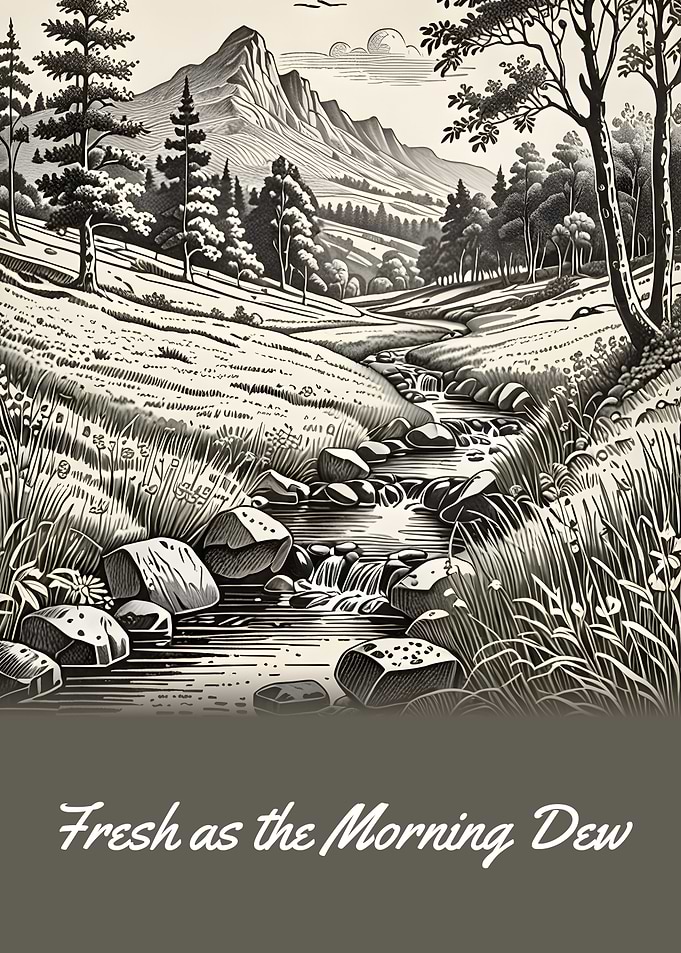 Mountain Stream Landscape Illustration
