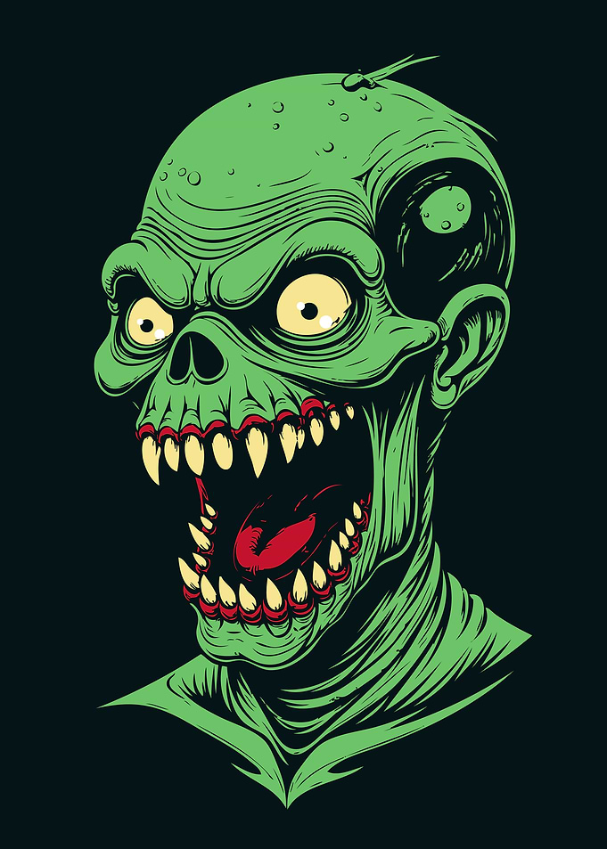 Green Zombie Head Illustration