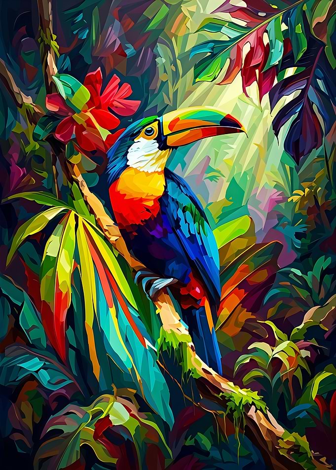 Vibrant Toucan in Tropical Jungle