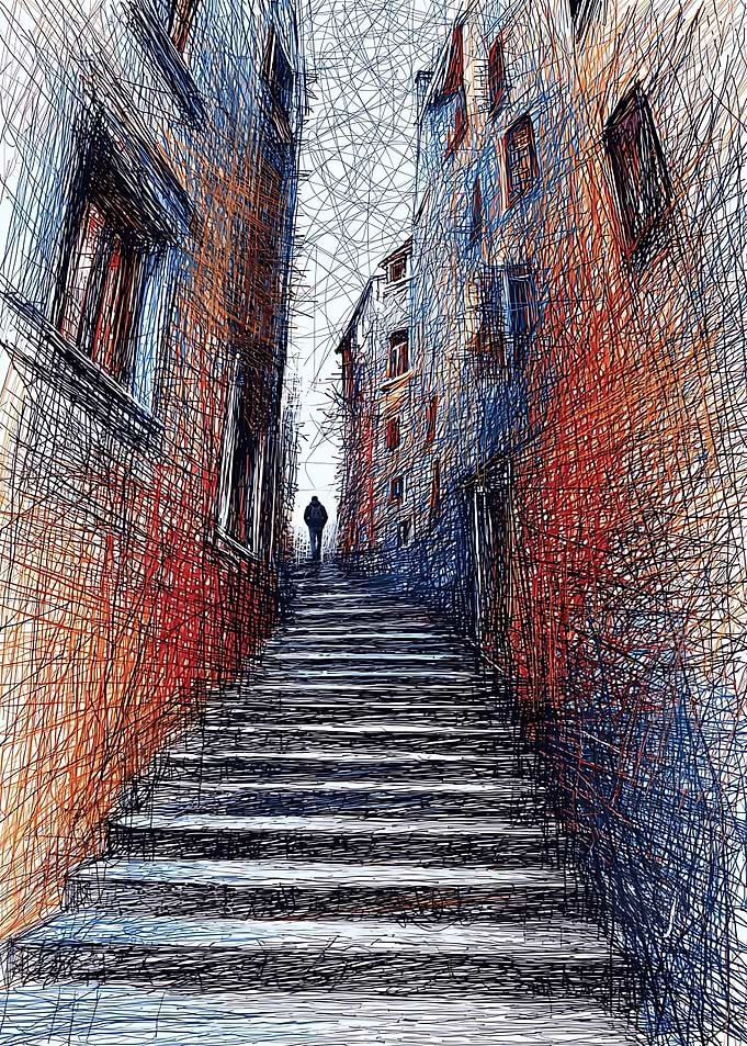 Scribble Art Stairway Alleyway