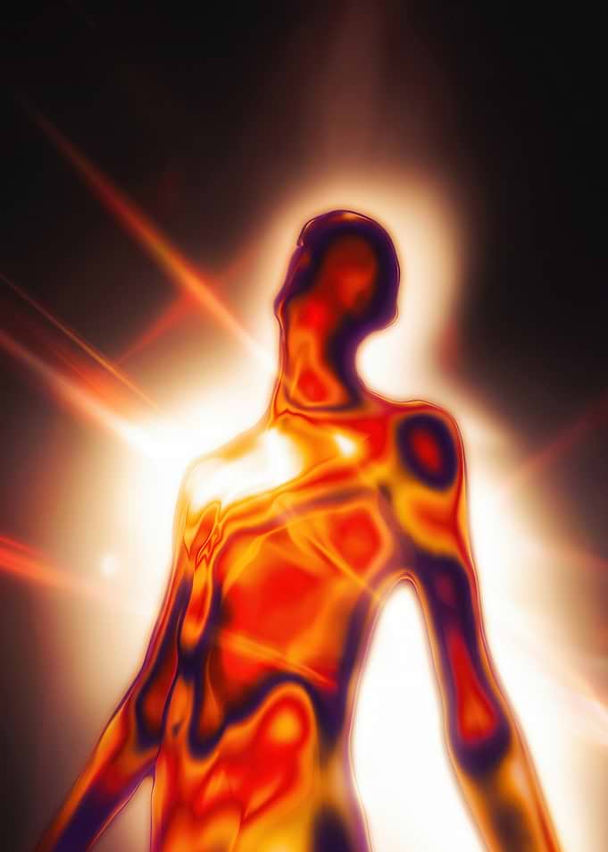 Radiant Human Silhouette Energy Form