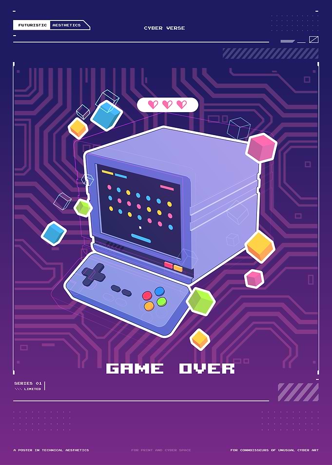 Retro Gaming Cyber Verse Poster