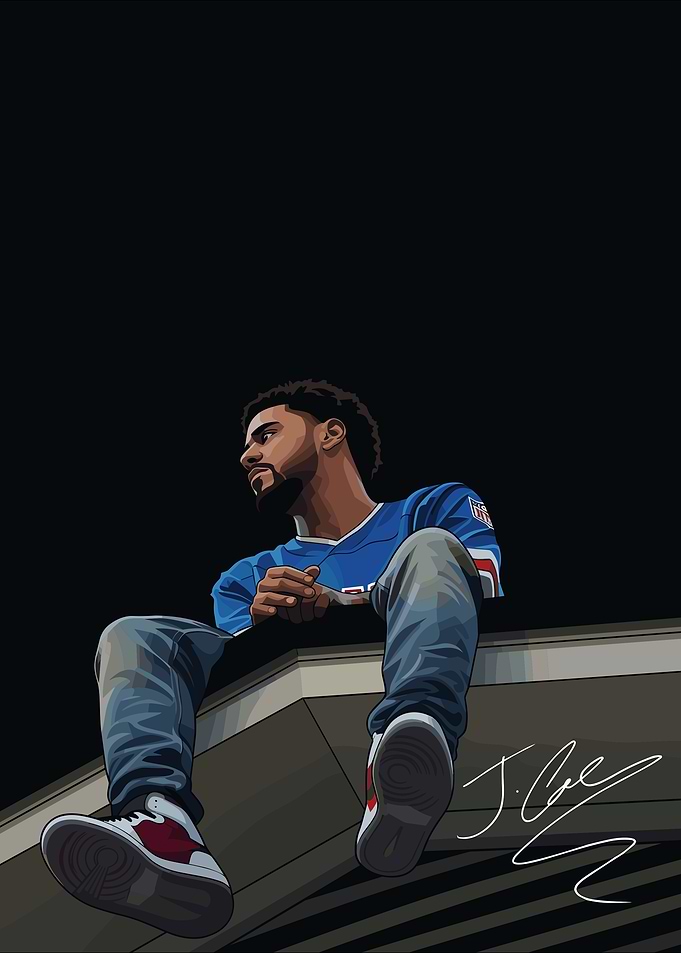 J. Cole Sitting Illustration