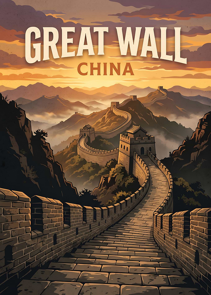 Great Wall of China Travel Poster
