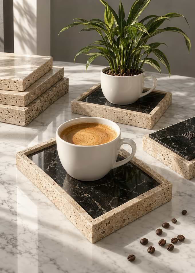Modern Marble and Travertine Coffee Trays