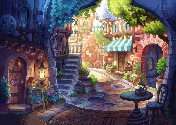Cozy Fantasy Village Street Scene
