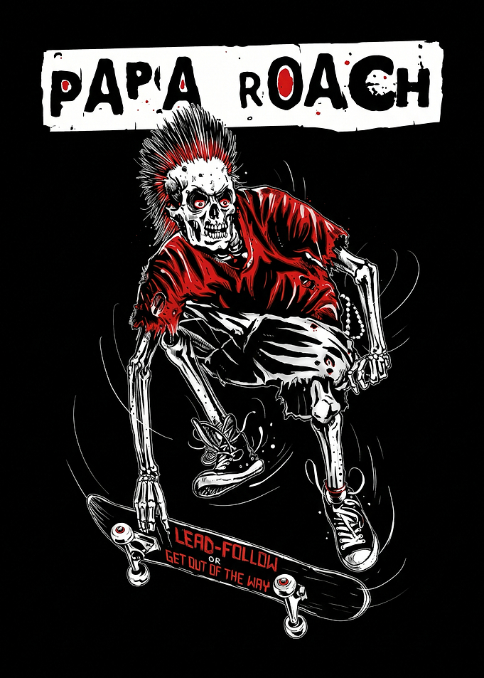 Papa Roach Skateboarding Skeleton Graphic