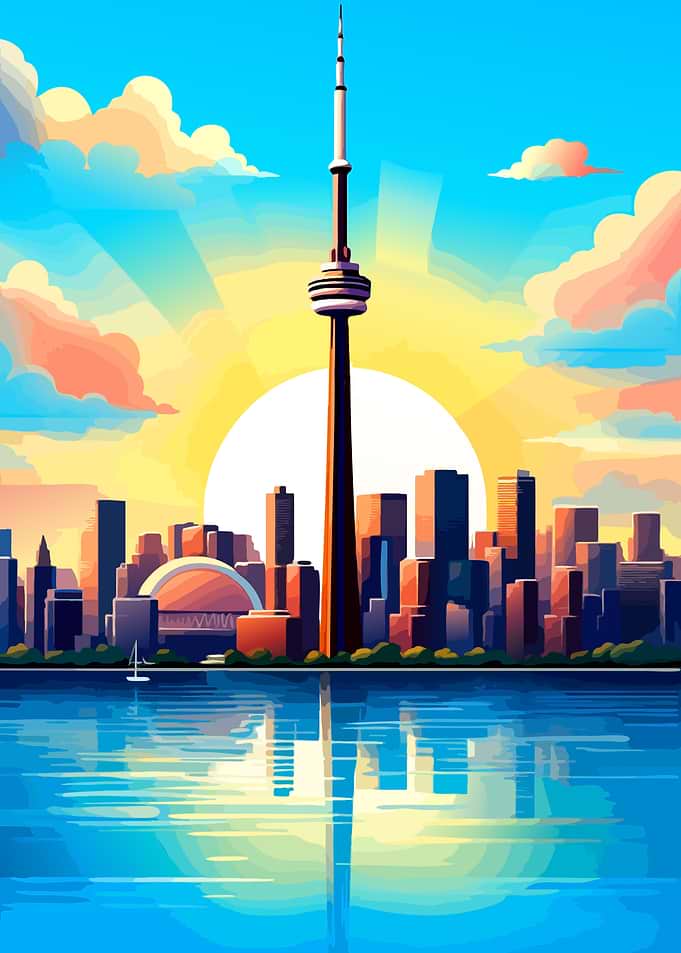 Toronto Skyline Sunset Vector Illustration