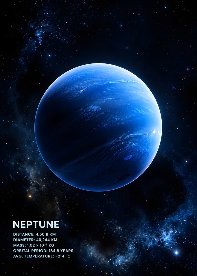 Neptune Blue Ice Giant Planet