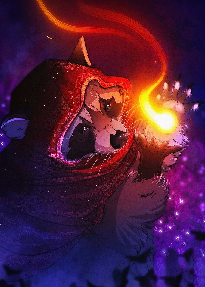 Raccoon Wizard Magic Fantasy Art