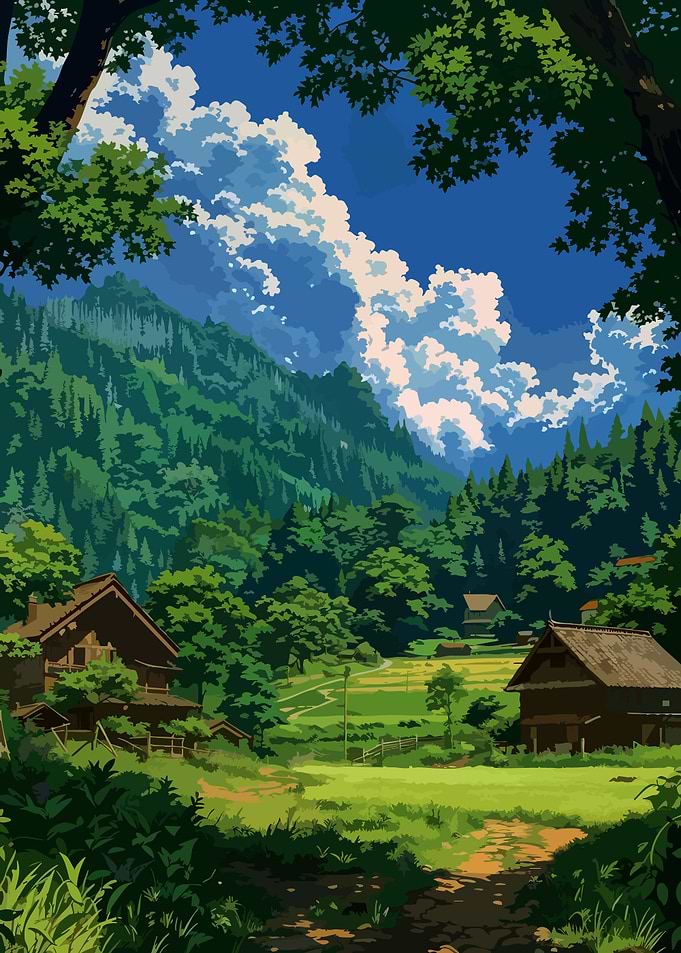 Serene Japanese Countryside Landscape