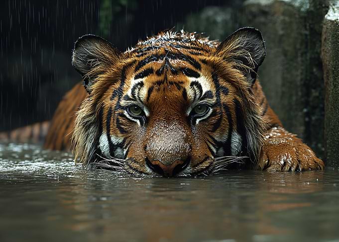 Tiger Resting in Water