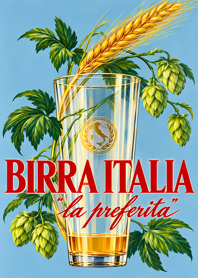 Vintage Style Birra Italia Beer Poster