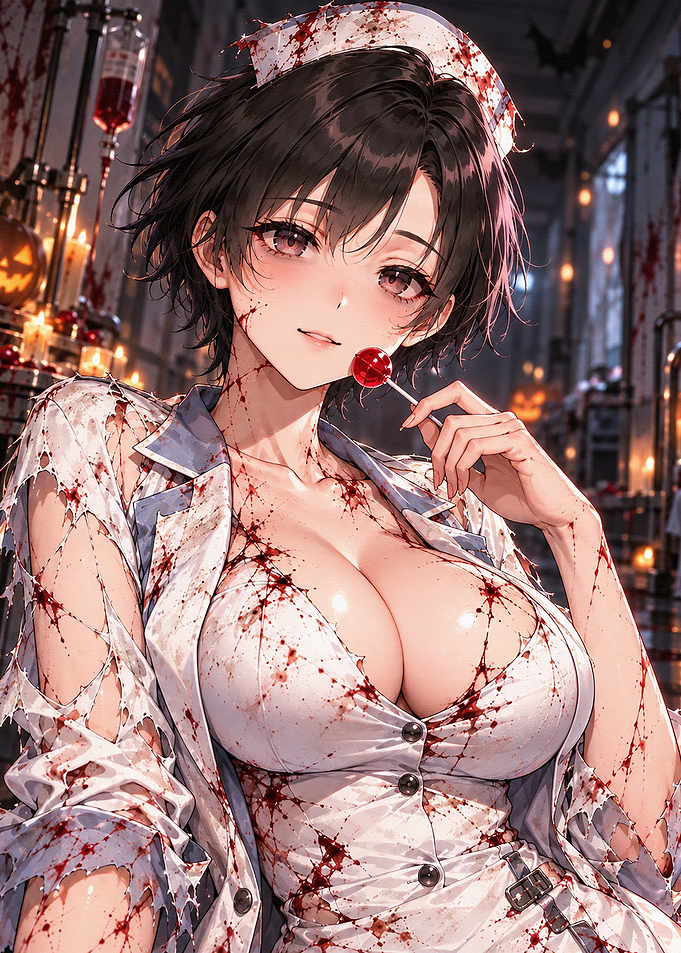 Bloody Anime Nurse with Lollipop