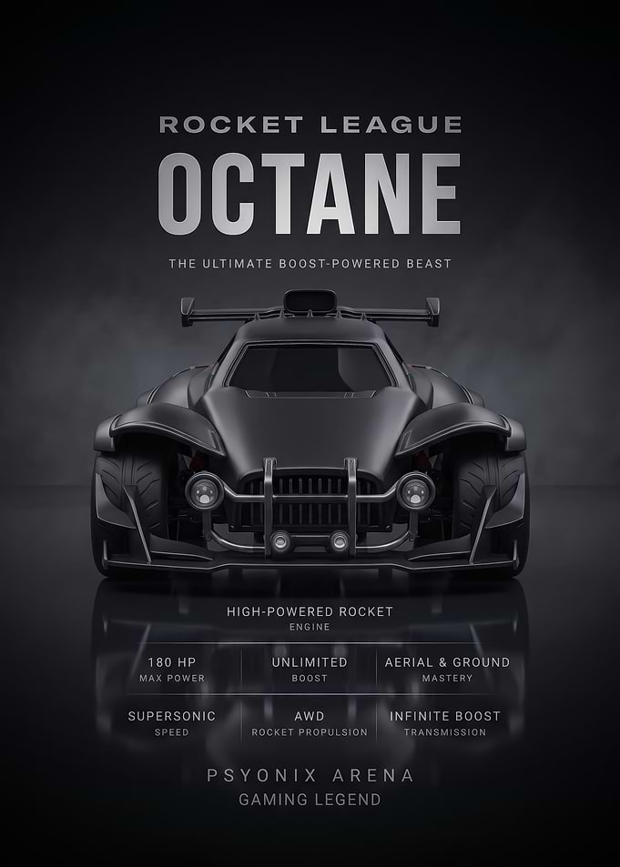 sleek black car Octane Gaming Poster