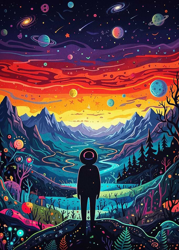 Cosmic Mountain Fantasy Art
