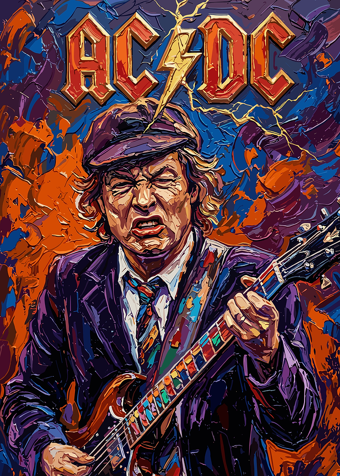 Angus Young AC/DC Oil Painting Portrait