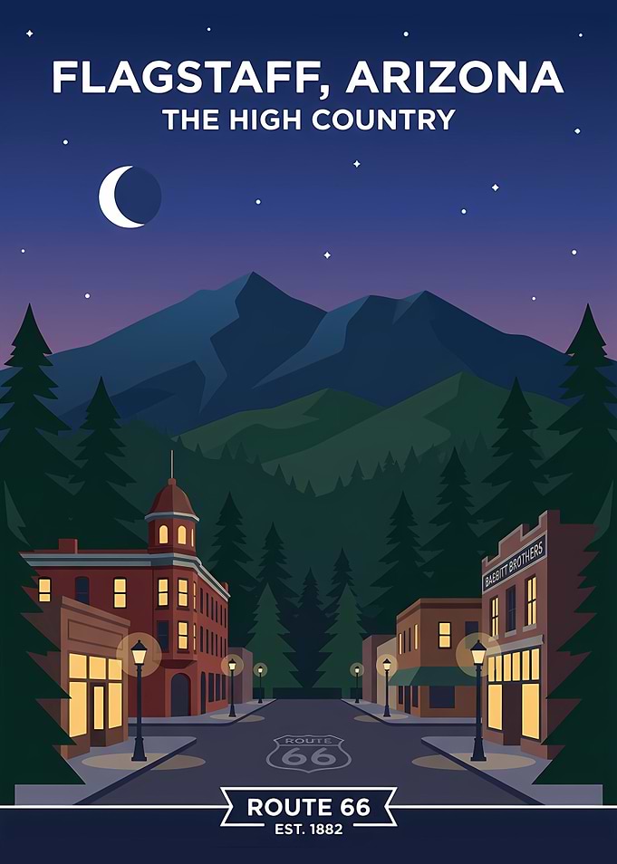 Flagstaff Arizona Route 66 Travel Poster
