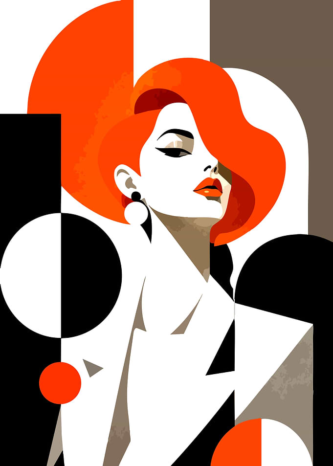 Abstract Geometric Portrait of Woman